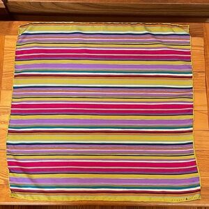 Audrey Talbott 100% Silk Scarf Square Multicolor Stripe Hand Rolled Hem Robert
